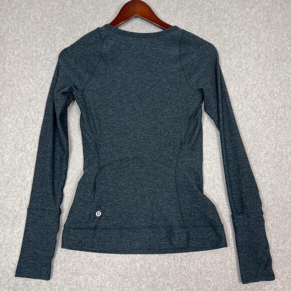 Lululemon Heathered Green Jasper Cypress Kiss Long Sleeve Top Size 4 - Picture 4 of 8